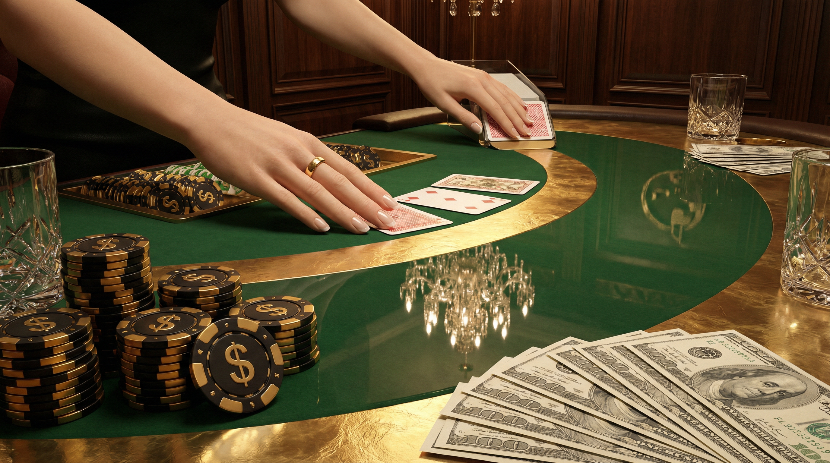 Cartas de Bacará sendo distribuídas - Jogo ao Vivo